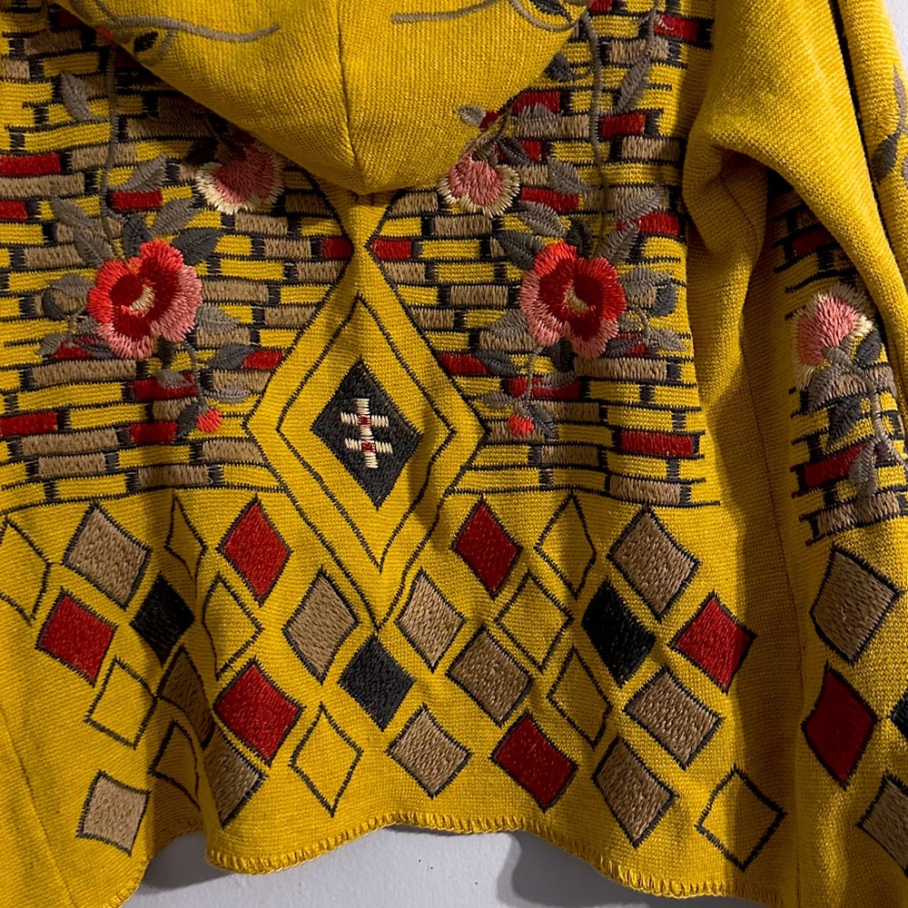 Johnny Was Yellow Floral Hooded Jacket NWOT oversized - Picture 7 of 9
